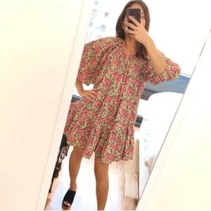 NWT ZARA Puff Shoulder Print Dress